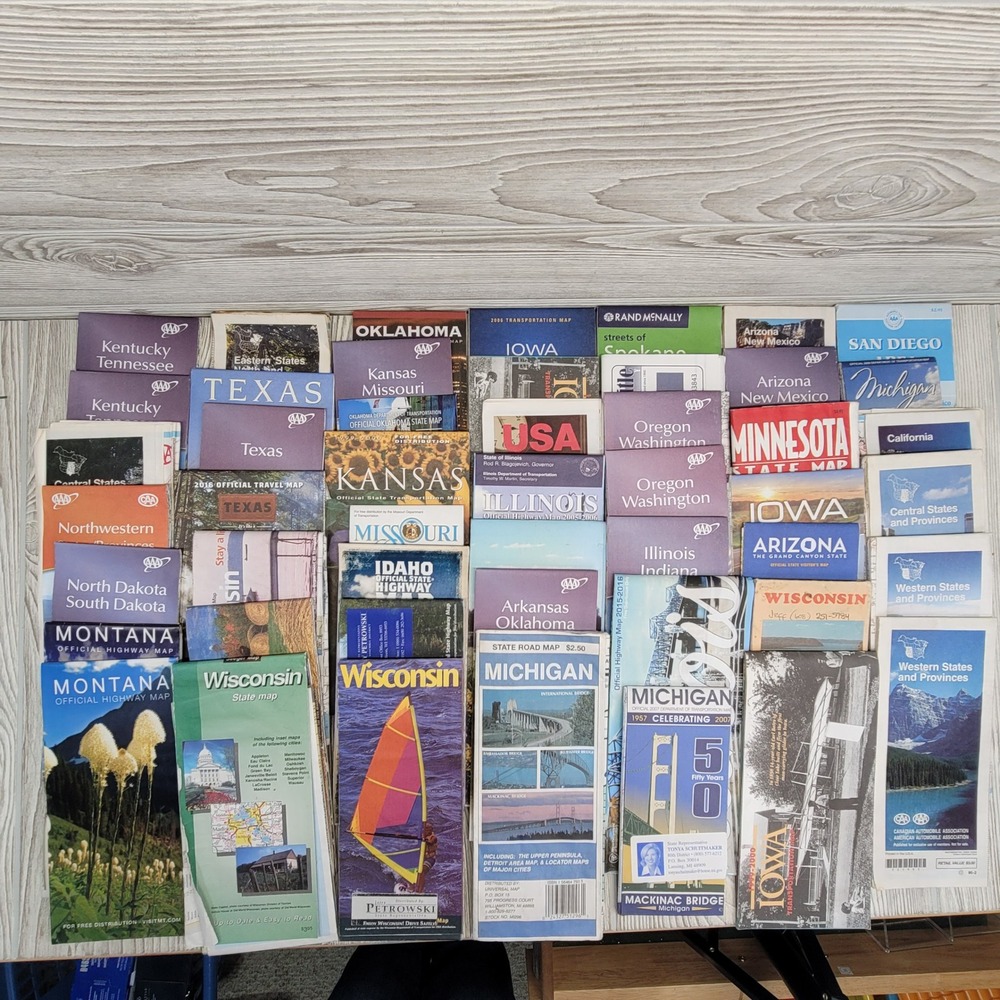 AAA Rand McNally State Road‎ Maps Lot 45+ Vtg Modern US Travel Homeschool Craft